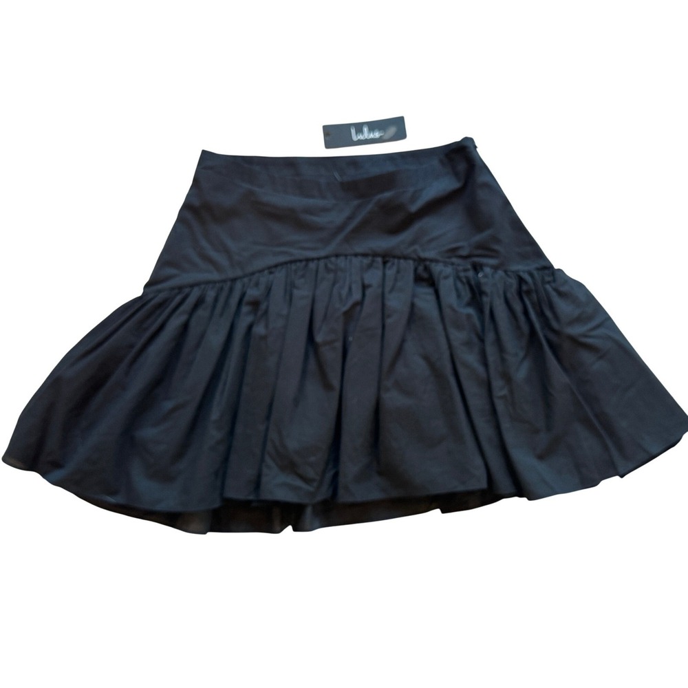 Lulus Tiered Mini Skirt Womens Small Black Ruffle Hem A Line Skater NWT Flirty